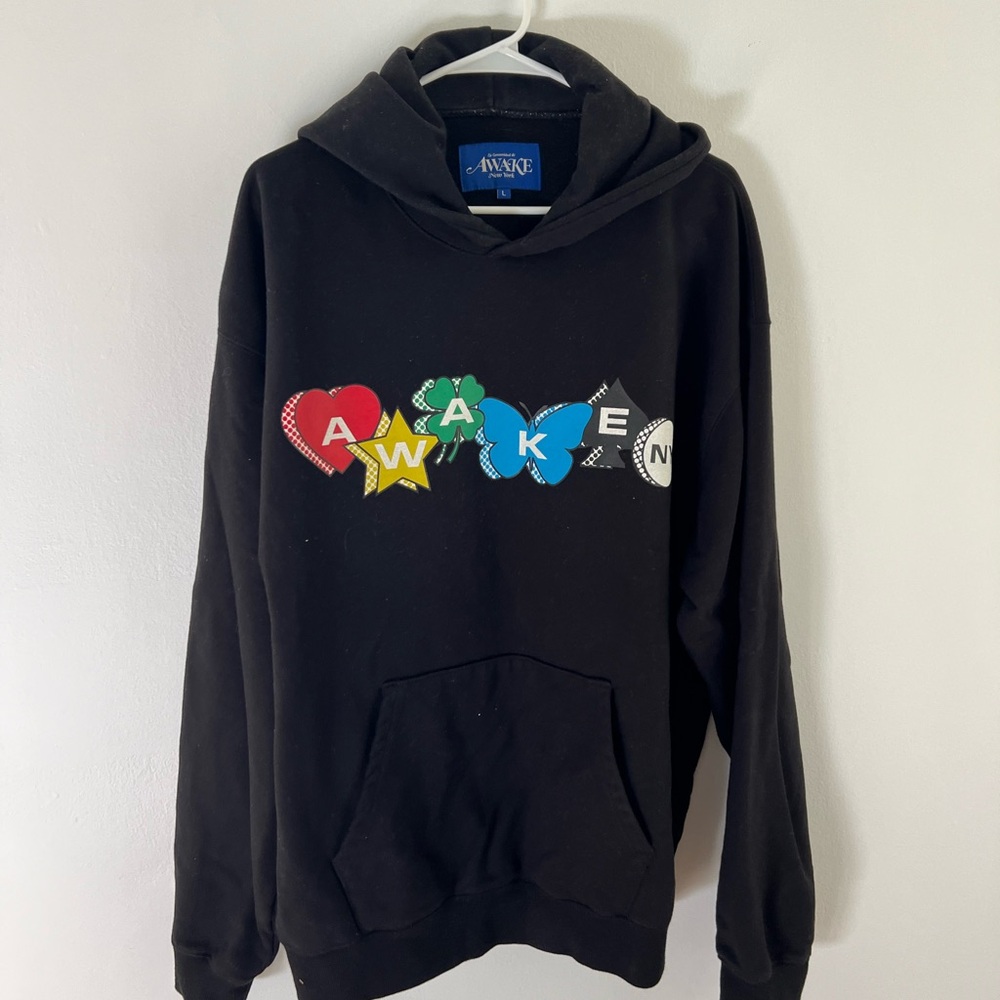 Awake NY Black Printed Charm Logo Hoodie